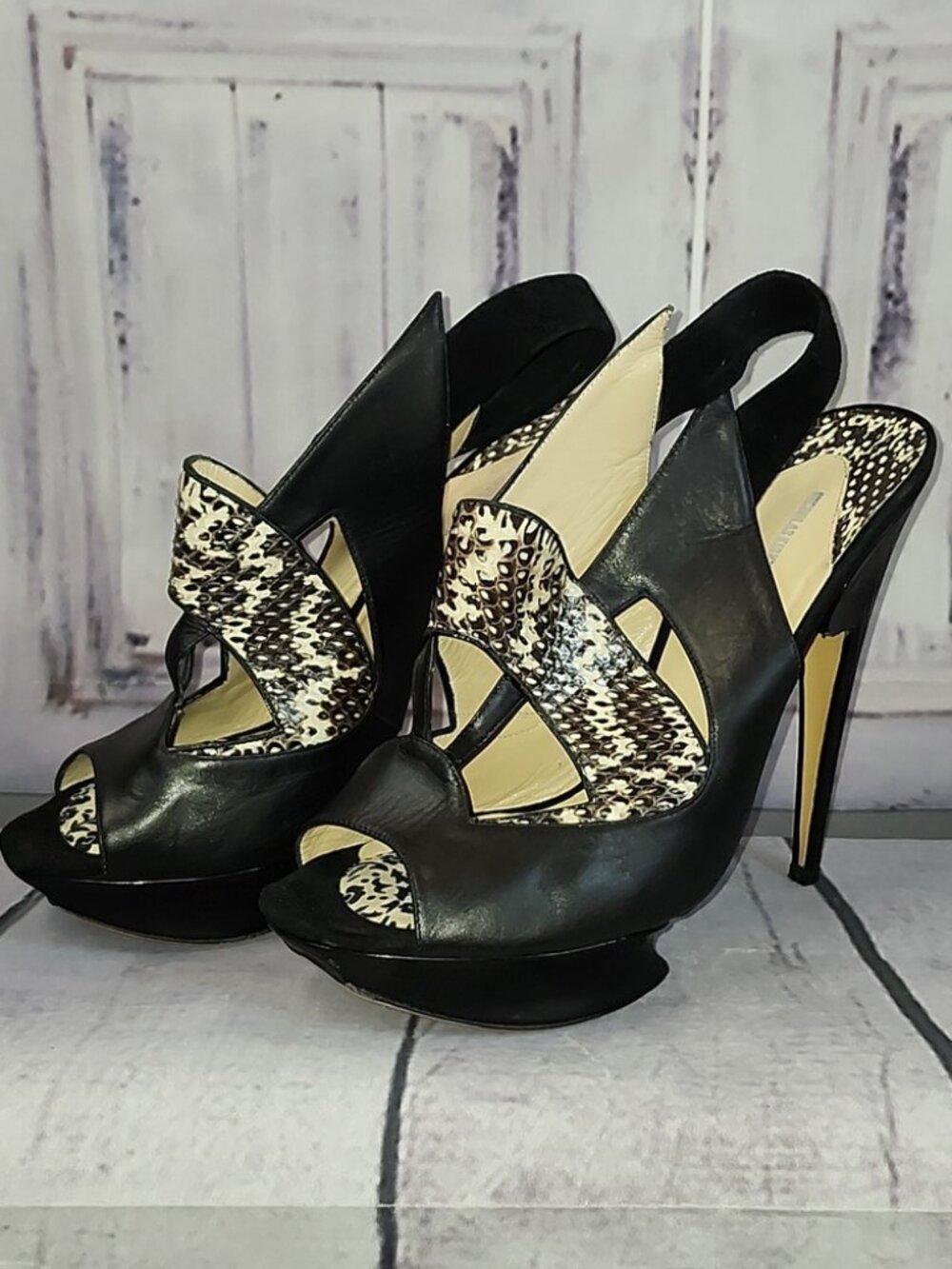 Nicholas Kirkwood Animal Print Platform Heels